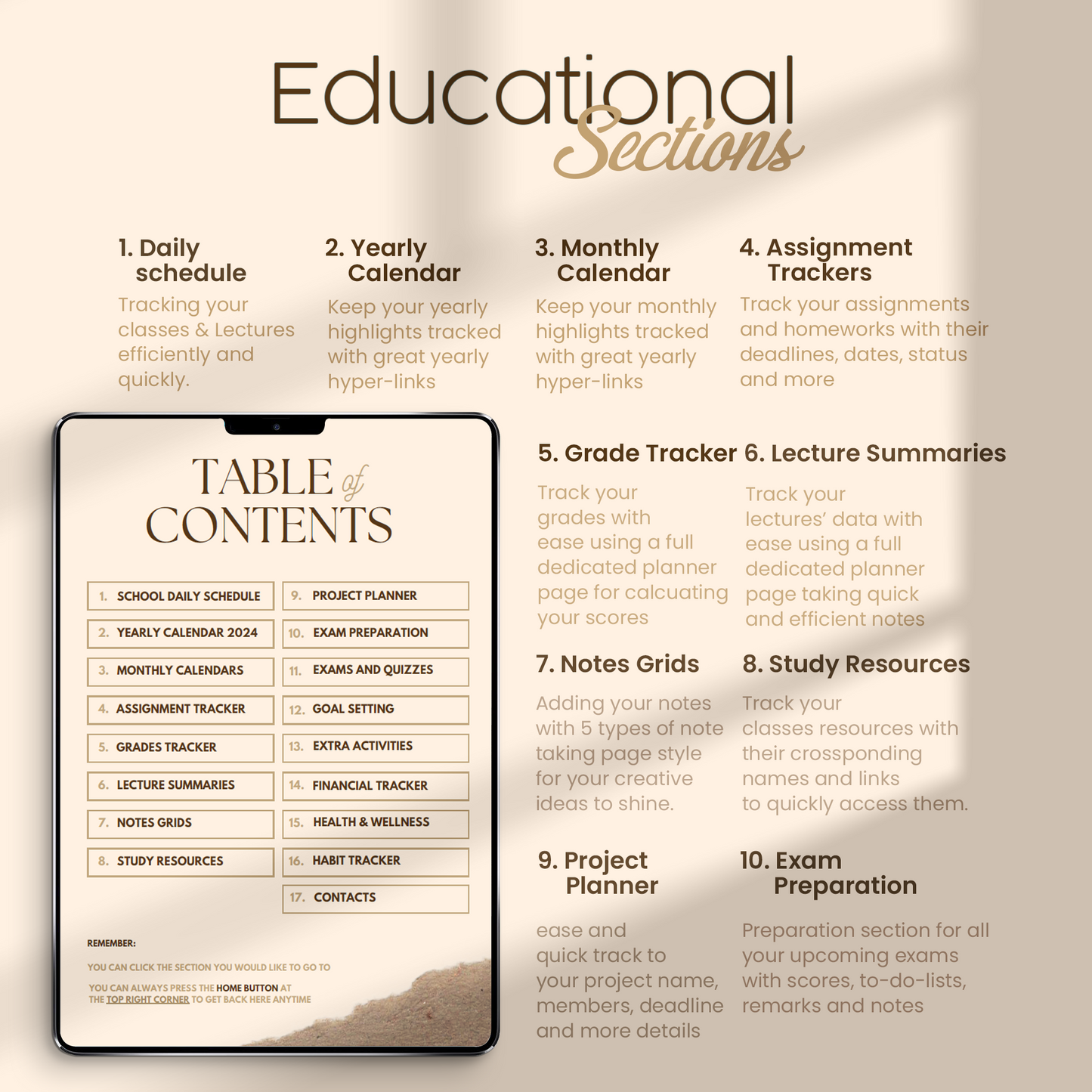 Dedicated space for notes and homework tracking in the Student Planner for organized study sessions